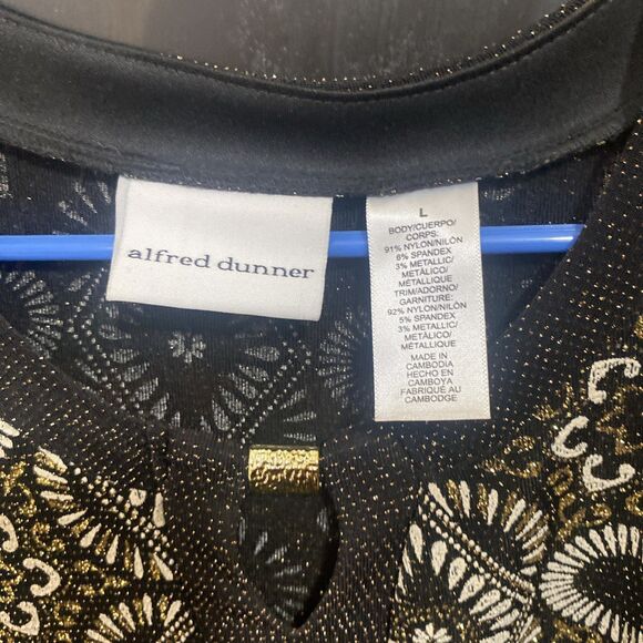 Alfred Dunner metallic geometric gold black white tunic L - Picture 2 of 2